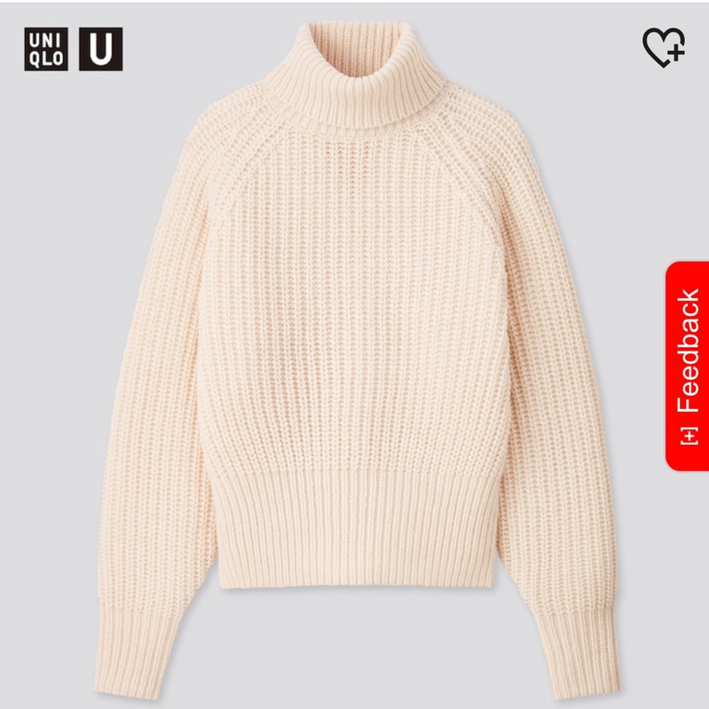 NWOT Uniqlo Knit Beige Turtleneck Sweater